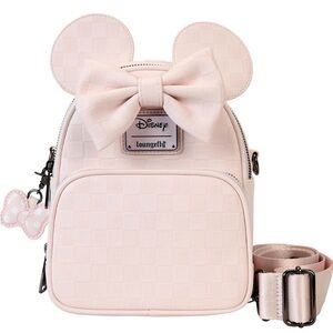 NWT Loungefly Minnie Mouse Mini Checkered Texture Backpack